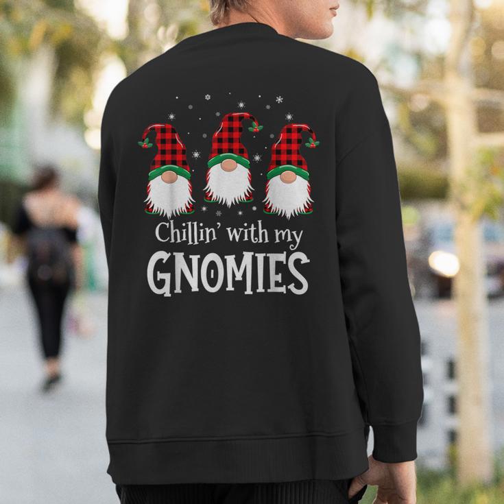 Chillin' With My Gnomies Buffalo Red Plaid Christmas Gnome Sweatshirt Back Print