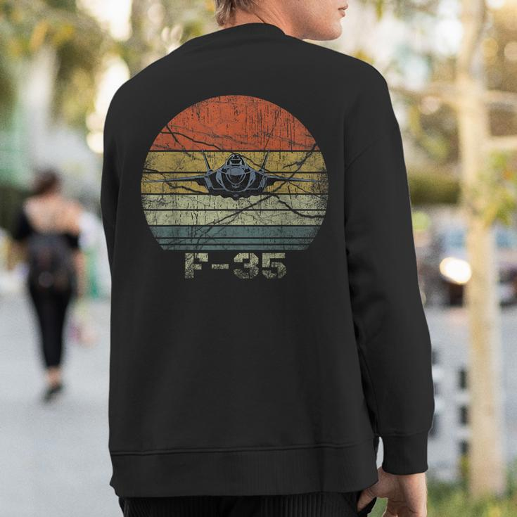 Distressed F-35 Fighter Jet Military Airplane Sweatshirt Back Print
