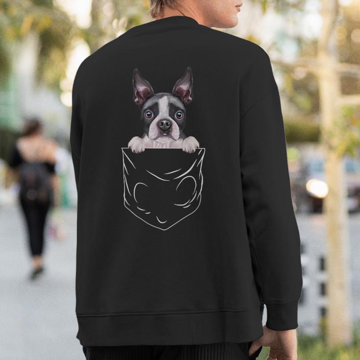 Dog In Pocket Boston Terrier Dog Lover Sweatshirt Back Print