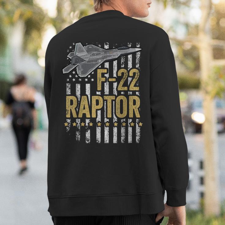 F-22 Raptor Fighter Jet Usa Flag Military F-18 Plane Sweatshirt Back Print