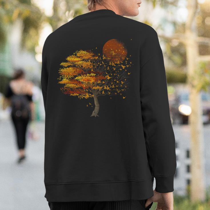 Full Moon Flock Of Birds Tree Outdoor Wildlife Nature Forest Sweatshirt Back Print