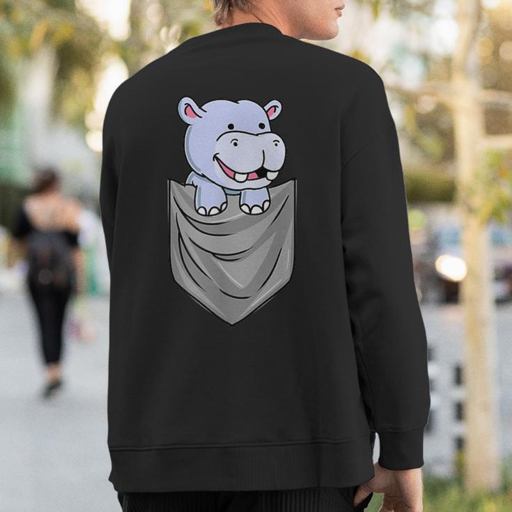 Hippo In Pocket Hippopotamus Sweatshirt Back Print