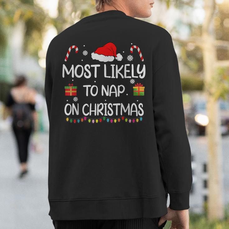 Most Likely To Nap On Christmas Family Matching Sweatshirt Back Print