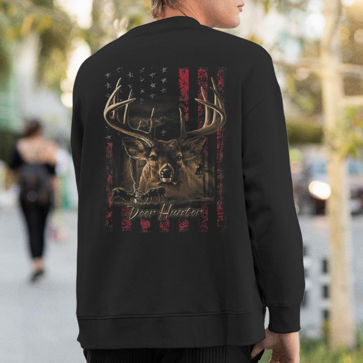 I Love Usa American Flag And Deer Hunter Sweatshirt Back Print
