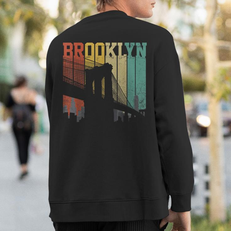New York City Brooklyn Bridge Vintage Retro Skyline Nyc Ny Sweatshirt Back Print