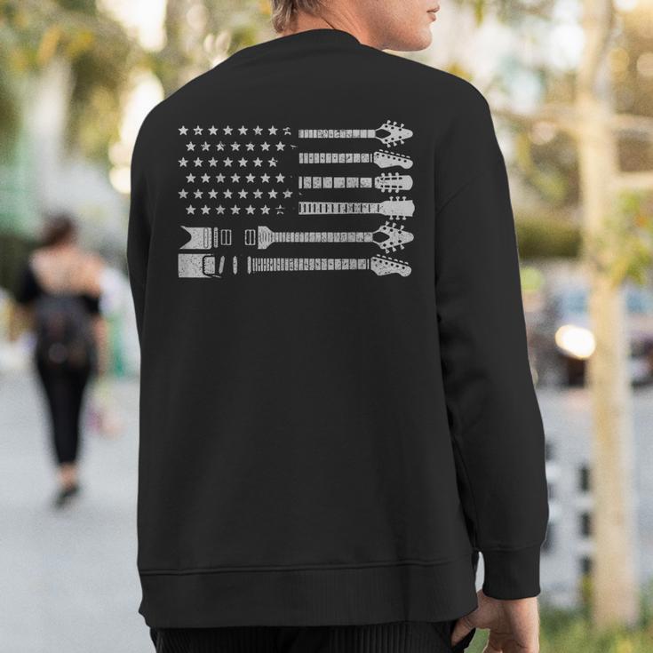 Patriotic Guitar Player American Flag Guitarist Vintage Sweatshirt Back Print