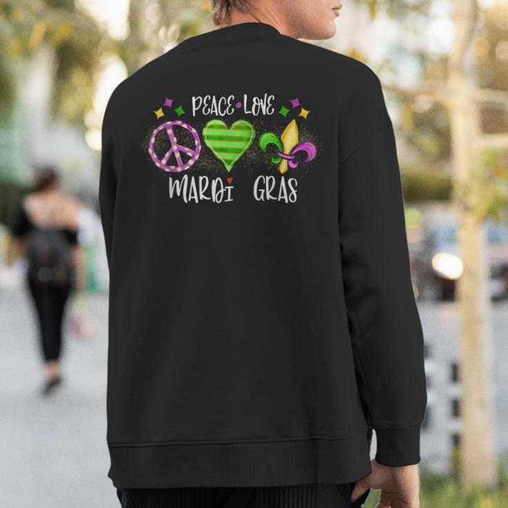 Peace Love Mardi Gras Purple And Gold New Orleans Festival Sweatshirt Back Print