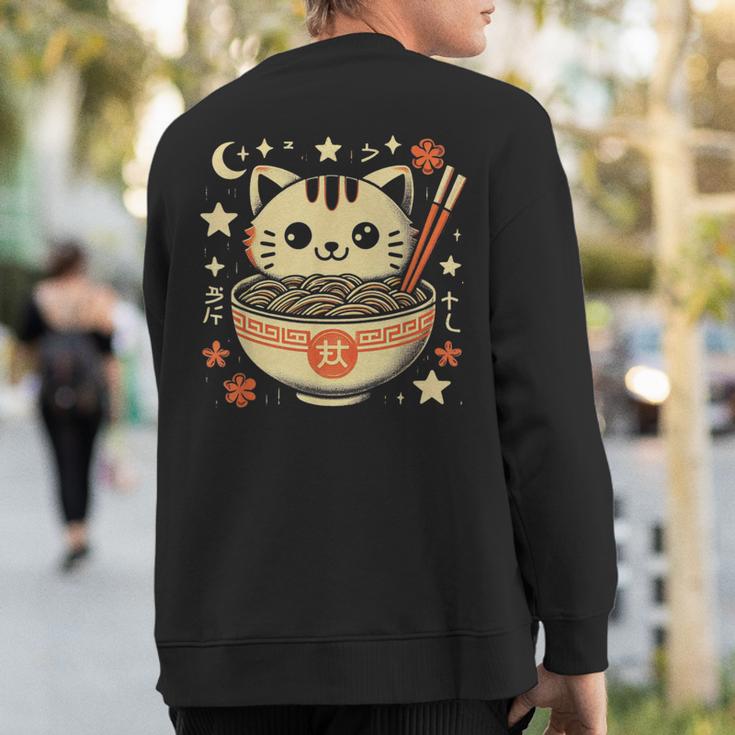 Ramen Cat Kawaii Neko Japanese Noodles Aesthetic Otaku Lover Sweatshirt Back Print