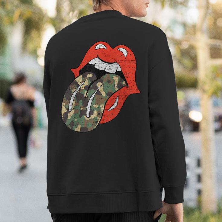 Red Lips Camouflage Tongue Vintage Trendy Animal Print Sweatshirt Back Print