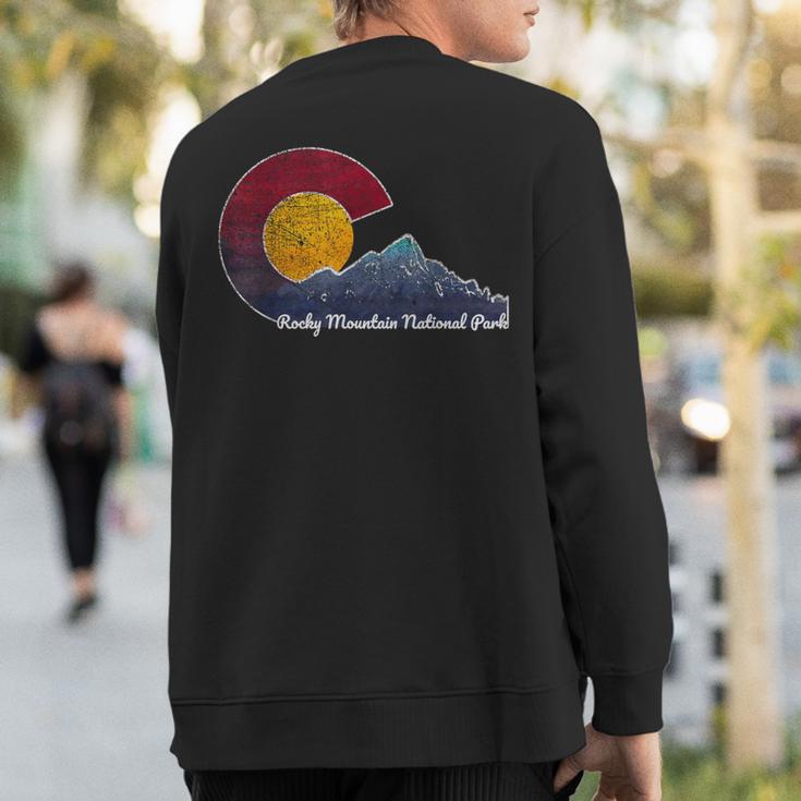 Rocky Mountain National Park Flag Inspired Scene Sweatshirt Back Print