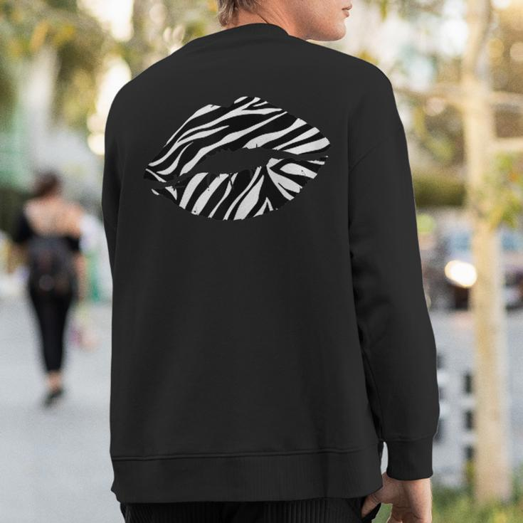 Sexy Wild Zebra Lips Cool Animal Print Trendy Graphic Sweatshirt Back Print
