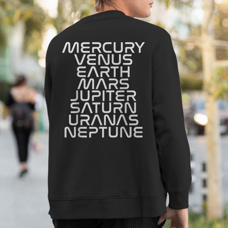 Solar System Planets List Outer Space Science Sweatshirt Back Print