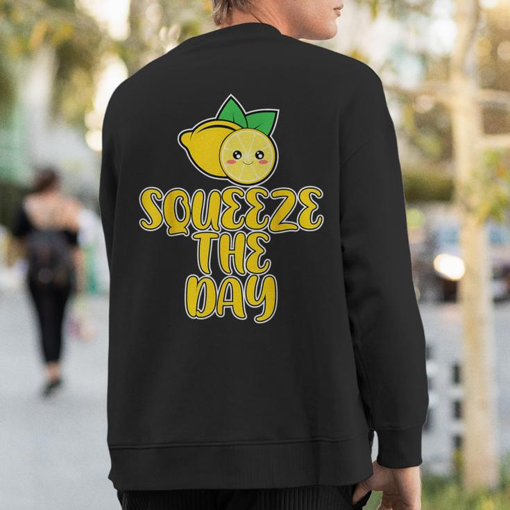 Squeeze The Day Vitamin C Small Evergreen Tree Yellow Lemons Sweatshirt Back Print