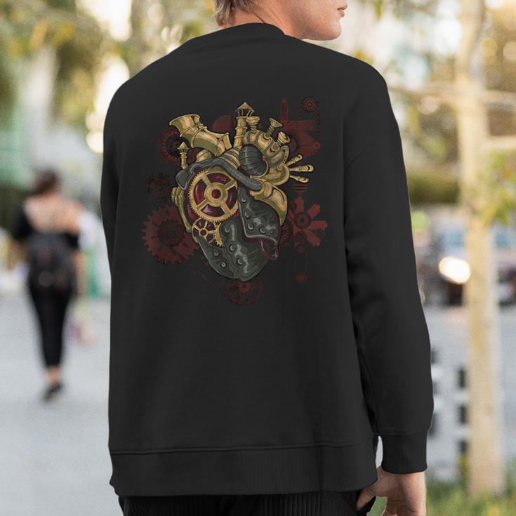 Steampunk Heart Robot Cosplay Scifi Mechanical Gears Anatomy Sweatshirt Back Print