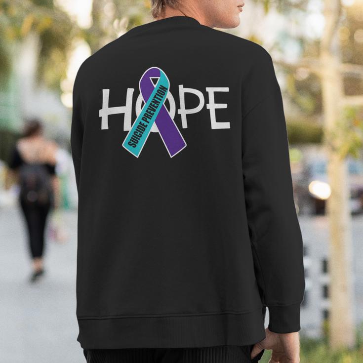 Suicide Prevention Purple Turquoise Ribbon Hope Sweatshirt Back Print