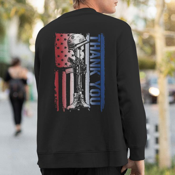 Thank You Veteran's Day American Flag Military Appreciation Sweatshirt Back Print