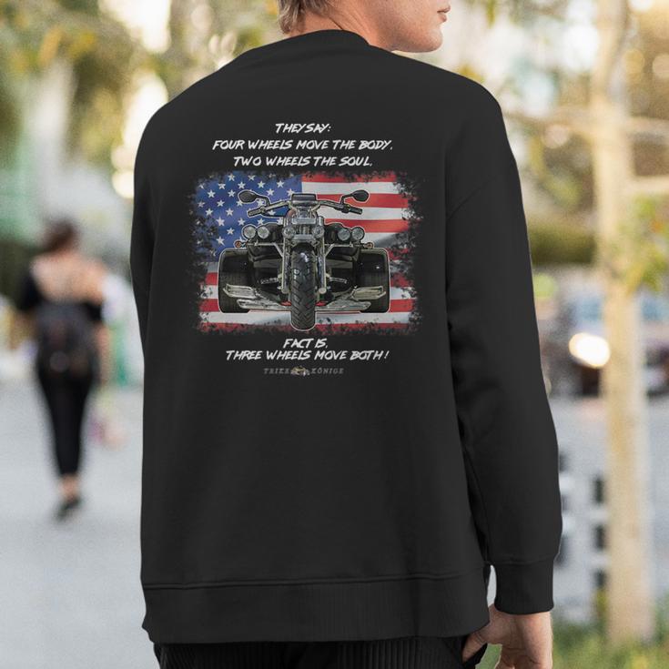 Three Wheels Do Both Usa Flags Trike Sweatshirt Back Print