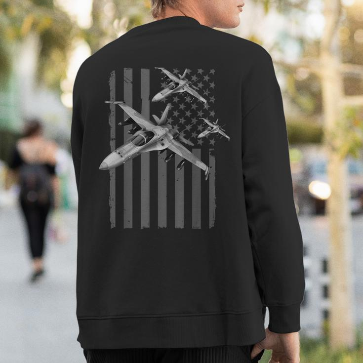 Us Jet Fighter Jet Squadron Pilot American Flag Graphic Sweatshirt Back Print