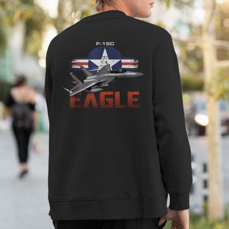 Usa Military Warbird F15 Eagle Military Airplane Sweatshirt Back Print