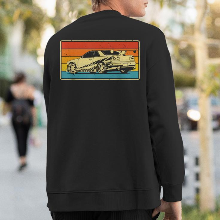 Vintage Tuner Car Skyline Graphic Retro Racing Drift Sweatshirt Back Print