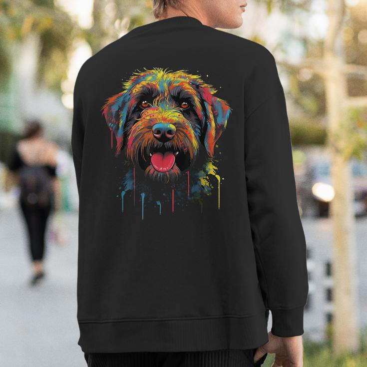 Wirehaired Pointing Griffon Colorful Griff Dog Face Black Sweatshirt Back Print