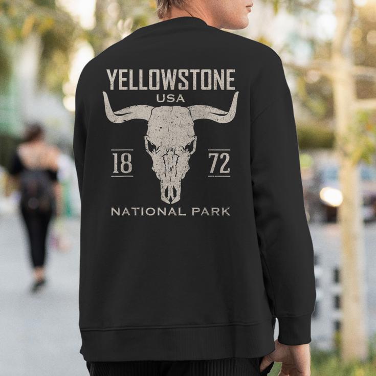 Yellowstone National Park Bison Skull Buffalo Vintage Sweatshirt Back Print