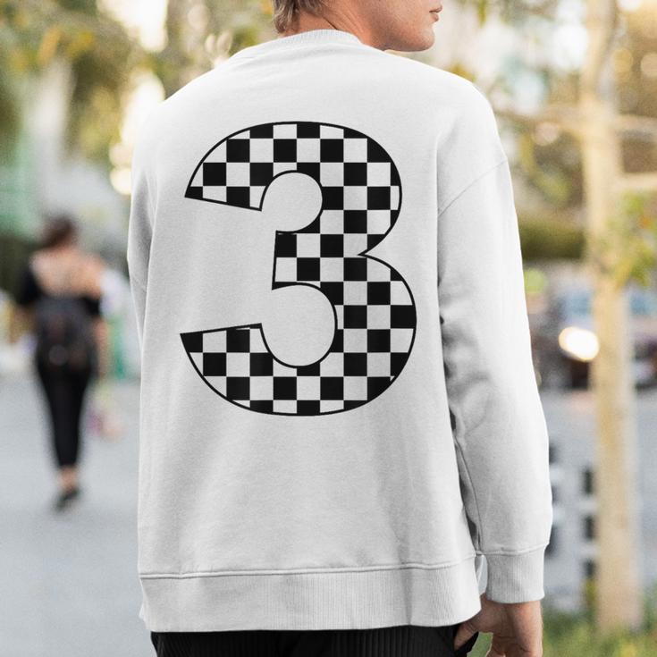 Checkered Birthday 3 Three Race Car 3Rd Birthday Racing Car Sweatshirt Back Print