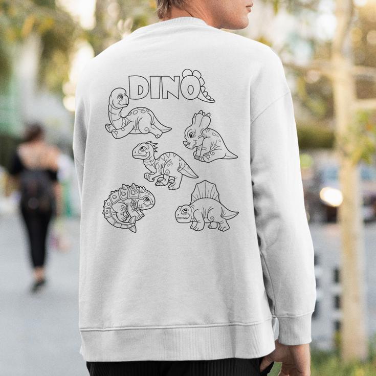 Cute Dino Dinosaur To Paint And Color In For Children Sweatshirt Back Print