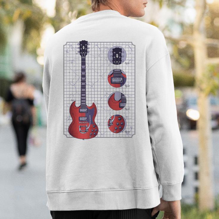 Double Cut Sg Guitar Diagram Graphic Sweatshirt Back Print