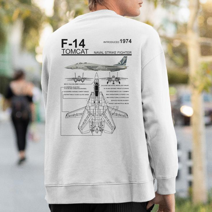 F-14 Tomcat Navy Fighter Jet Diagram Graphic Sweatshirt Back Print