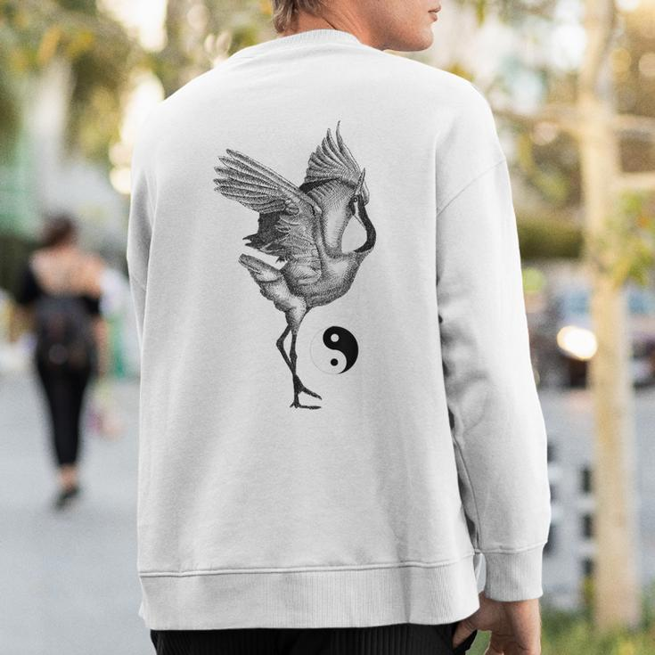 Tai Chi White Crane Qi Gong Illustration Sweatshirt Back Print
