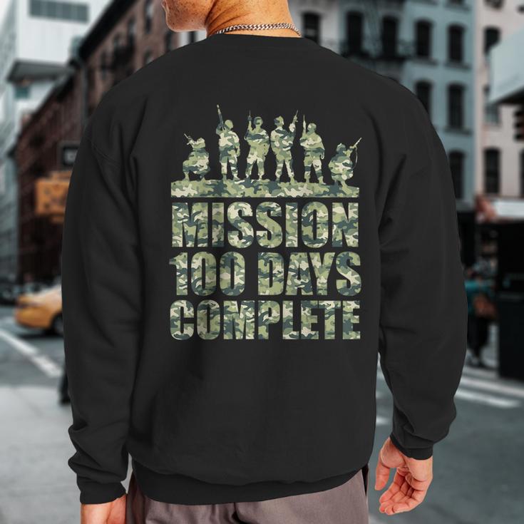 100Th Day Of School Army Military Boys Camo Green Sweatshirt Back Print