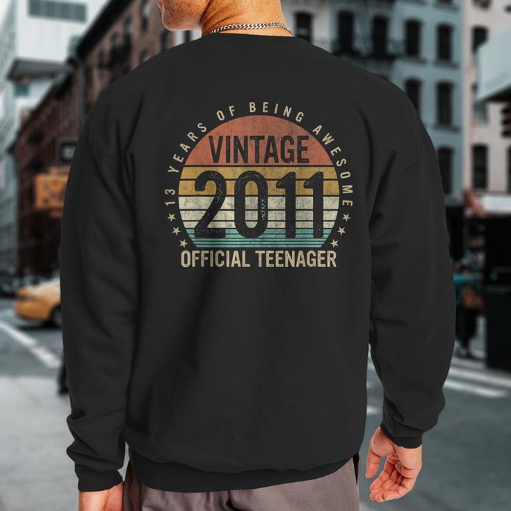 13 Yr Old Vintage 2011 Official Nager 13Th Birthday Sweatshirt Back Print