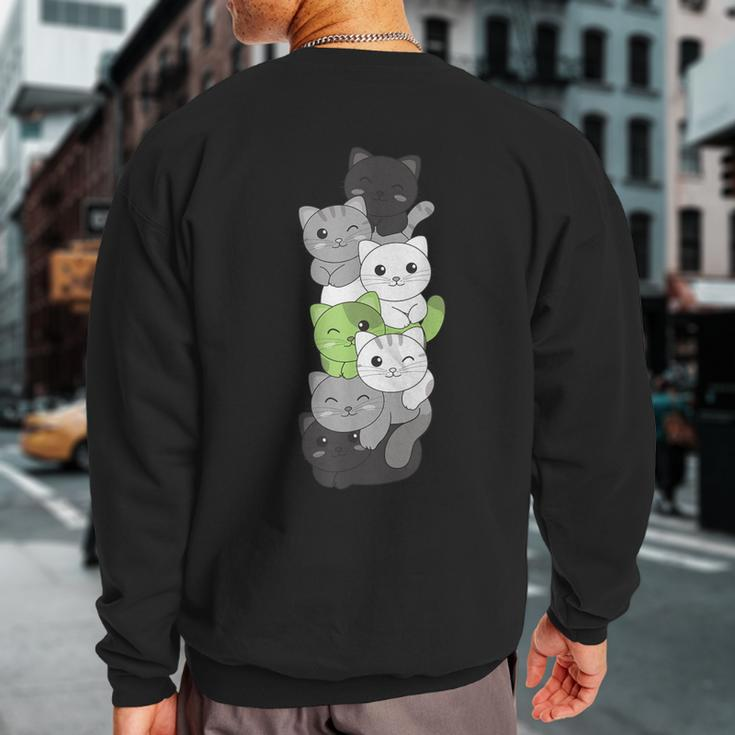 Agender Flag Non Binary Pride Lgbtq Cats Cute Agender Cat Sweatshirt Back Print