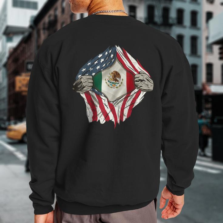 American Grown Mexican Roots Usa Mexico Flag Love Sweatshirt Back Print