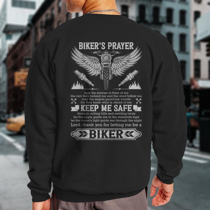 Bikers Prayer Biker Stuff Motorcycle Rider Vintage Sweatshirt Back Print