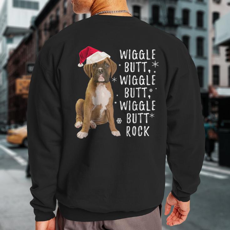 Boxer Dog Christmas Wiggle Butt Rock Sweatshirt Back Print