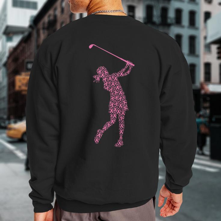 Breast Cancer Awareness Pink Ribbon & Survivor Golf Swing Sweatshirt Back Print