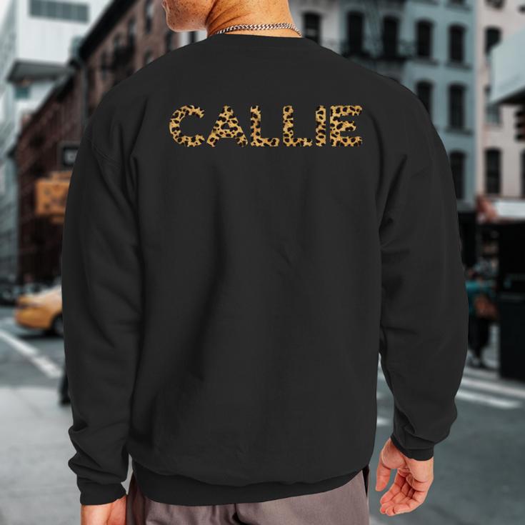 Callie Leopard Print Personalized Name Birthday Sweatshirt Back Print