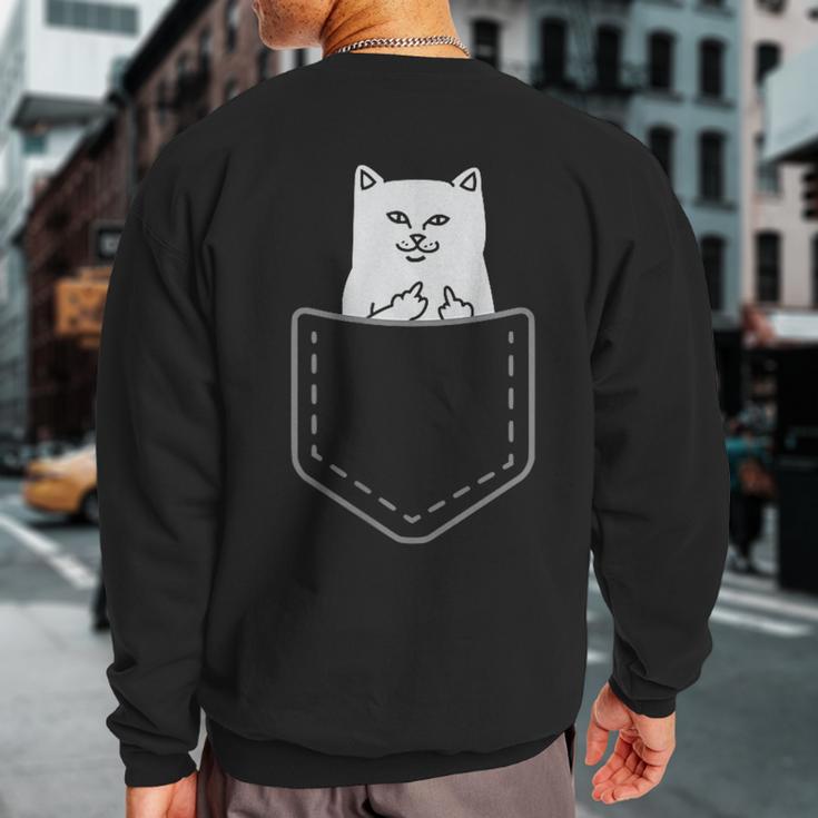 Cat Flipping Off Cat Sweatshirt Back Print