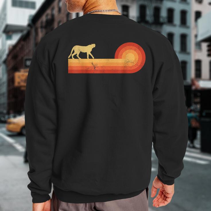 Cheetah Retro Vintage 60S 70S Sunset Mammal Animal Lovers Sweatshirt Back Print