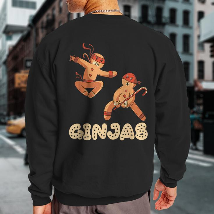 Christmas Ginjas Ninja Gingerbread Man Sweatshirt Back Print