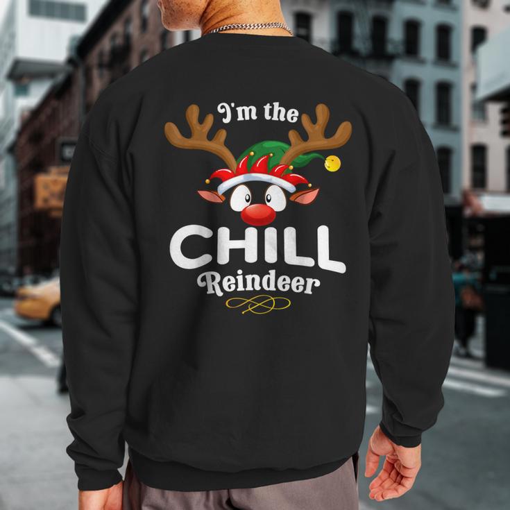 Christmas Pjs Chill Xmas Reindeer Matching Sweatshirt Back Print