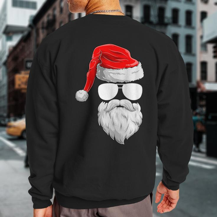 Christmas Santa Claus Face Sunglasses With Hat Beard Sweatshirt Back Print