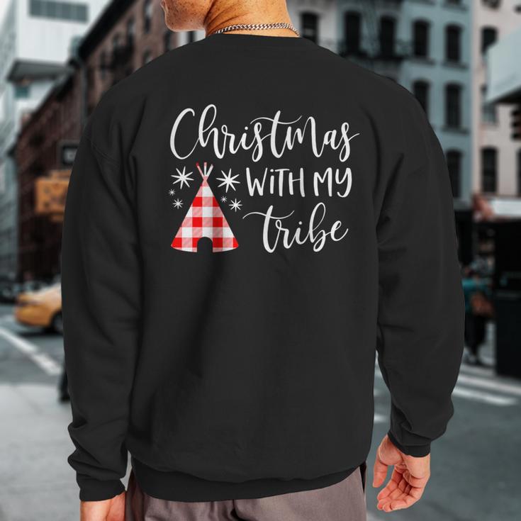 Christmas With My Tribe Family Pajamas Buffalo Plaid Sweatshirt Back Print