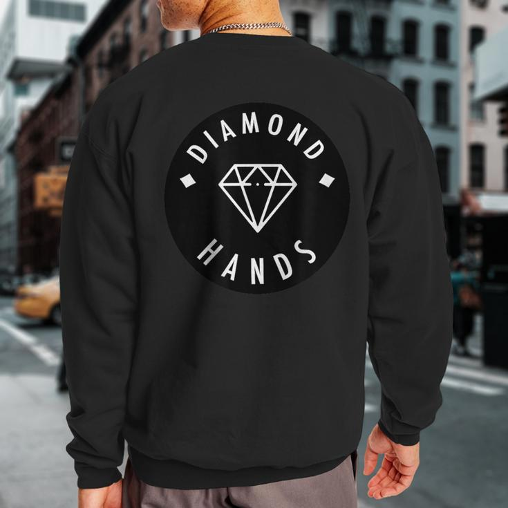 Diamond Hands Black & White Wsb Stock Trading Trader Meme Sweatshirt Back Print