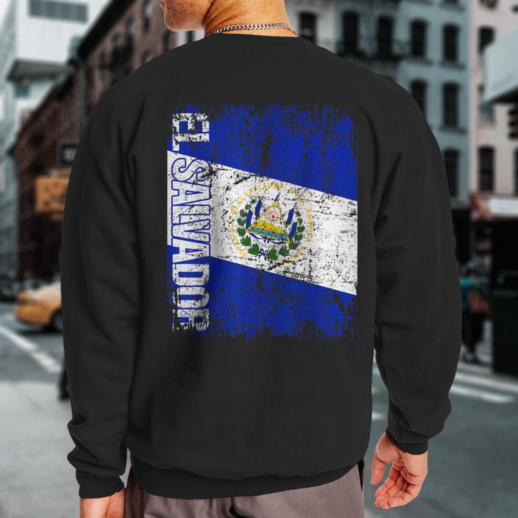 El Salvador Flag Vintage Distressed El Salvador Sweatshirt Back Print