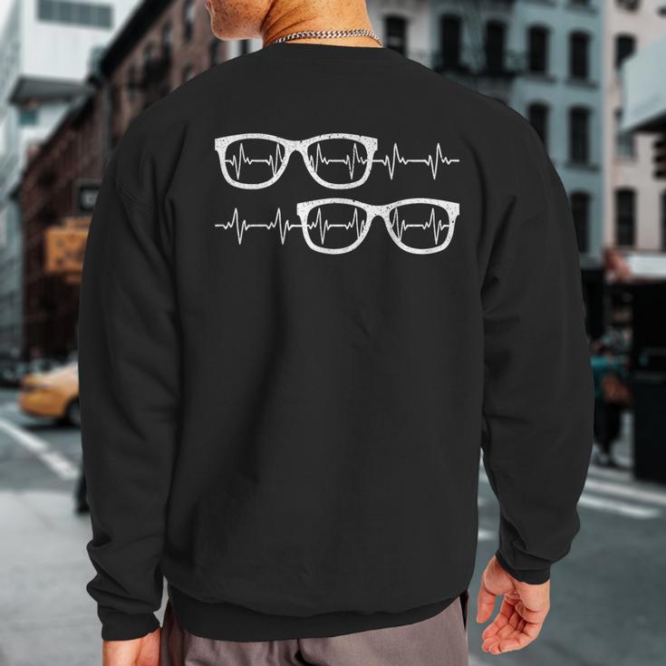 Eyeglass Heartbeat Optician Eye Doctor Ophthalmology Sweatshirt Back Print