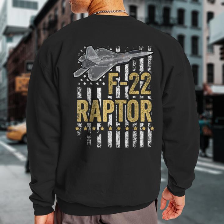 F-22 Raptor Fighter Jet Usa Flag Military F-18 Plane Sweatshirt Back Print