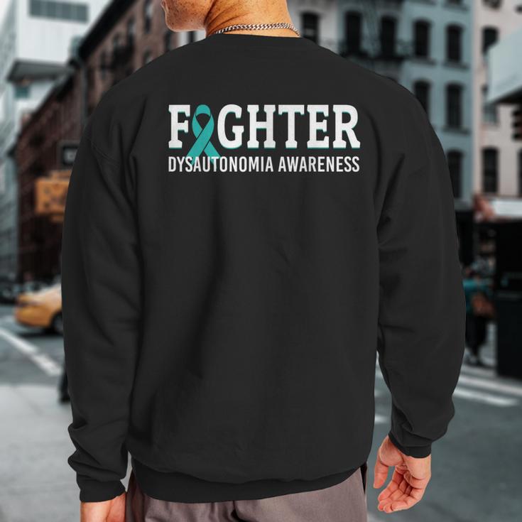 Fighter Dysautonomia Awareness Turquoise Ribbon Warrior Sweatshirt Back Print